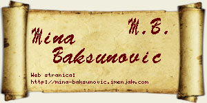 Mina Bakšunović vizit kartica